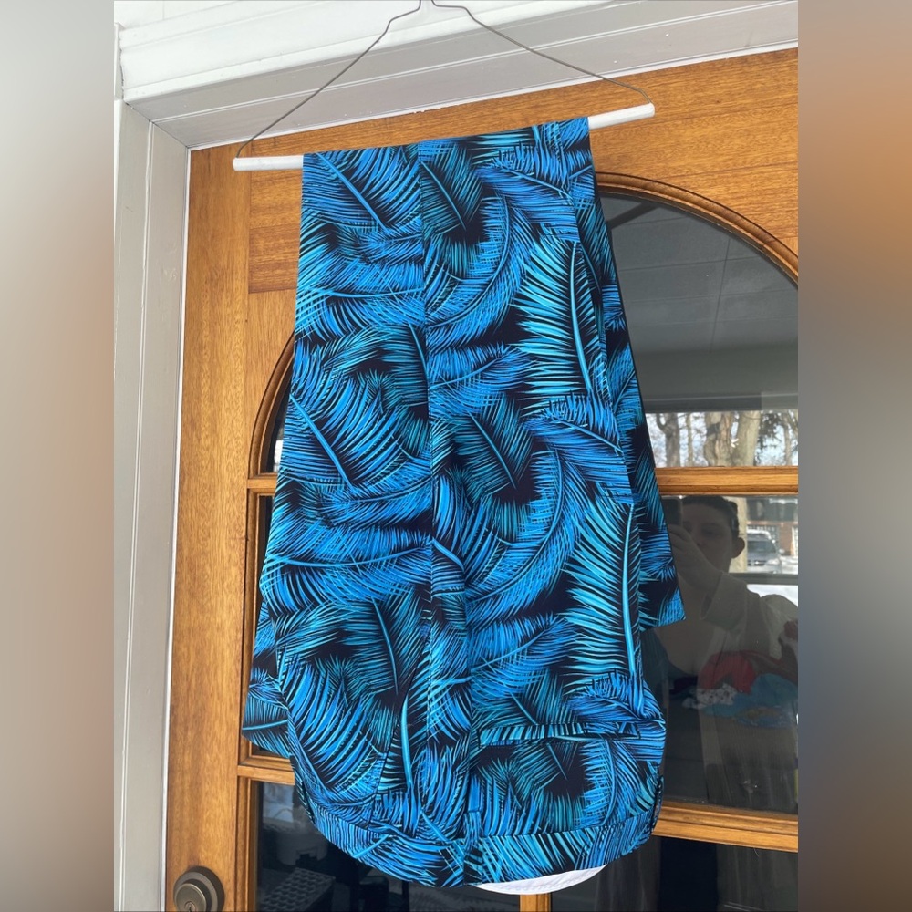 Hreski Men’s Golf Pant Teal/blue Palm Tree Leaves 36 Waist By 32 Inseam